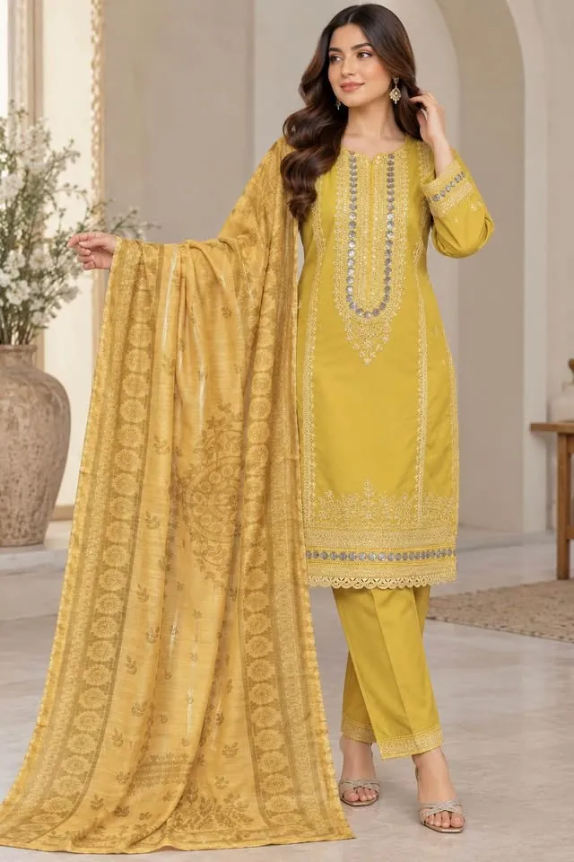 Cotton Embroidered 3-Piece Pakistani Suit with Monar Dupatta, photo 2 of 5