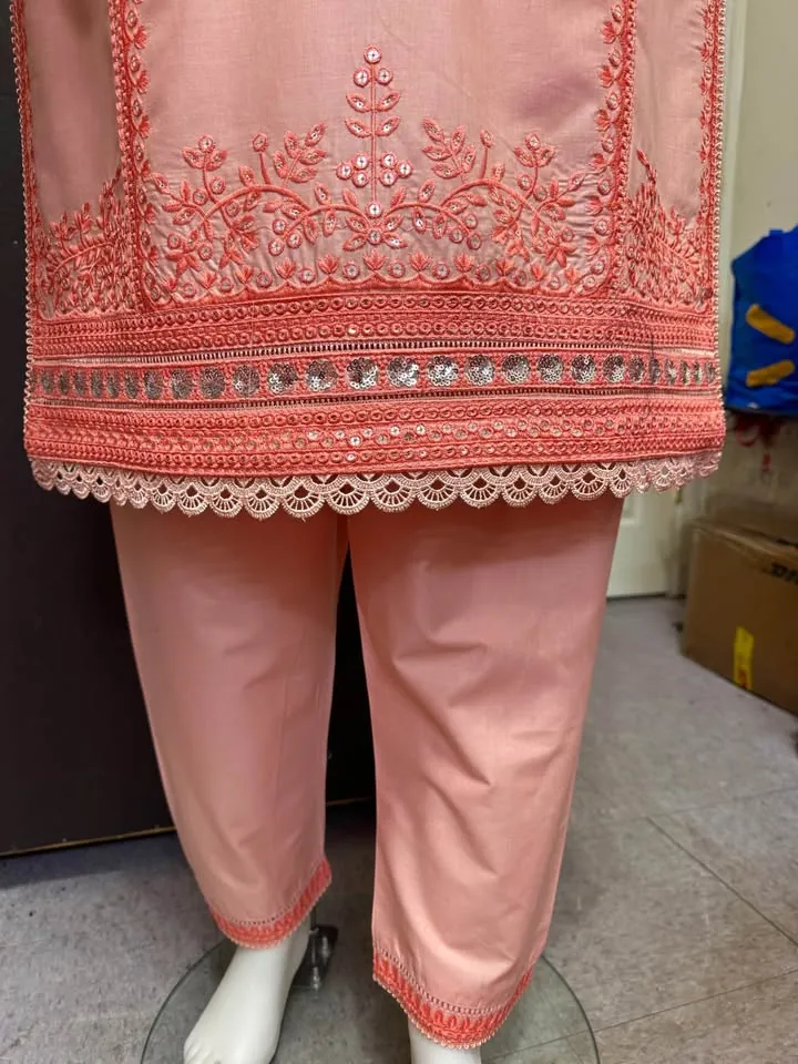 Peach Cotton Embroidered Dress with Monar Dupatta, photo 4 of 5