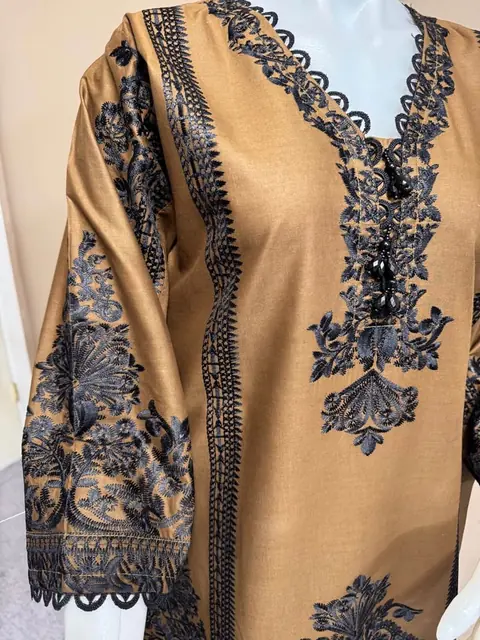 Brown Cotton Embroidered Kurti, photo 4