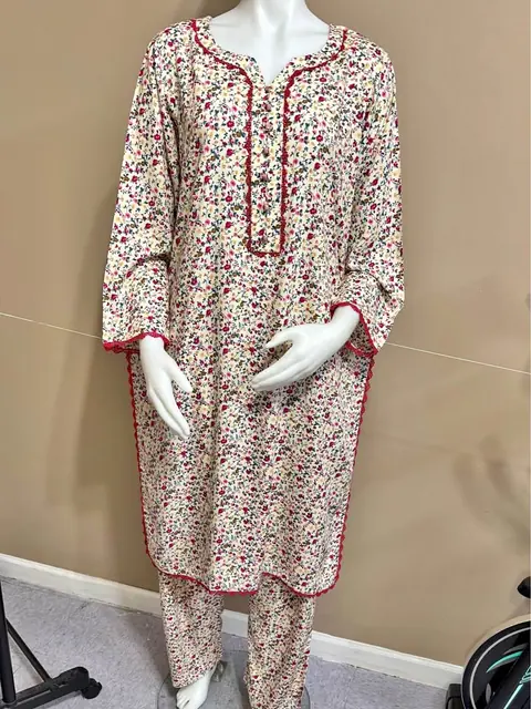 Floral Linen Stitched 2-Piece Suit / Co-ord Set
