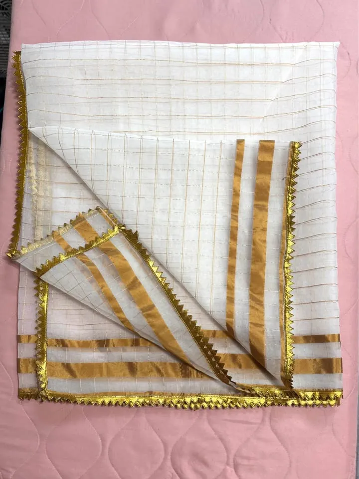 Organza White & Gold Dupatta / Scarves, photo 4 of 5