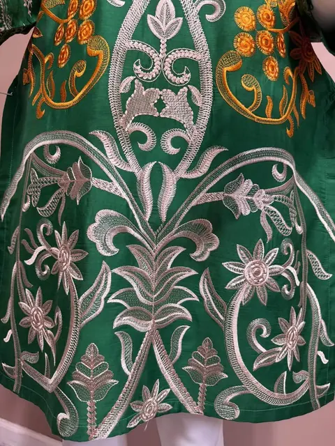 Green Viscose Embroidered Kurti / Top, photo 5