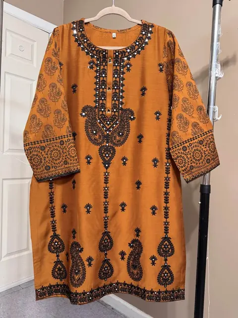 Brown Viscose Embroidered Kurti / Top, photo 3