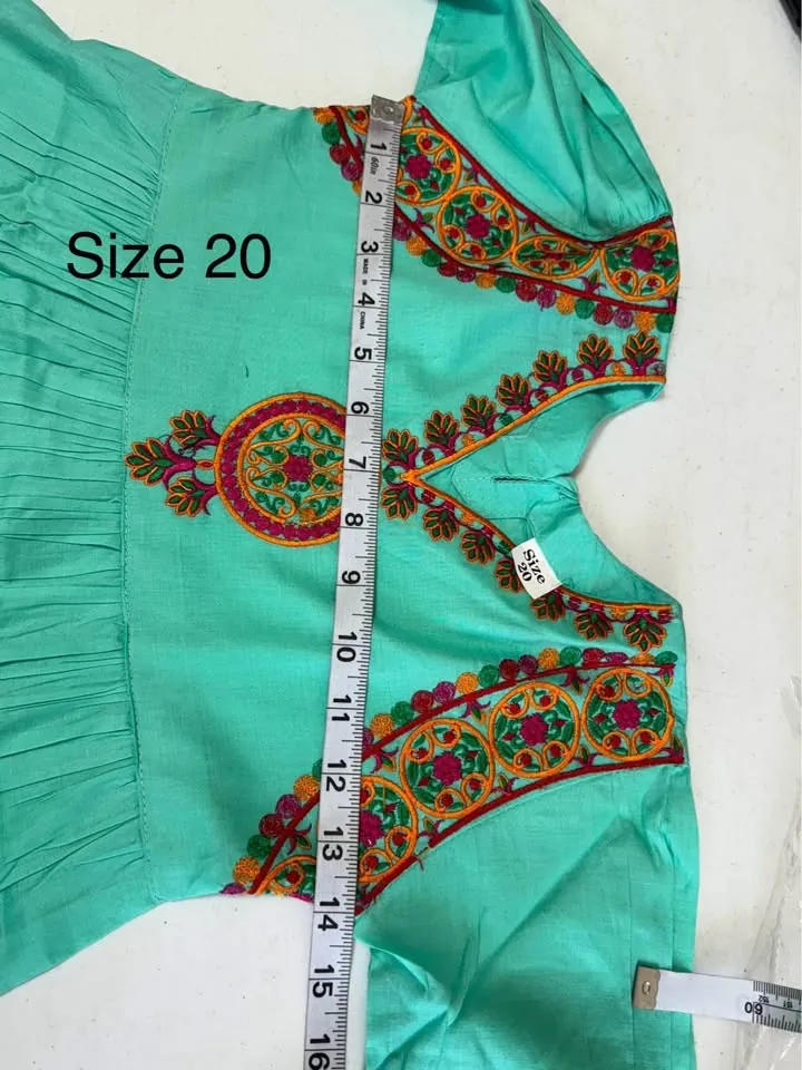 Turquoise Little Girl Cotton 3-Piece Dress, photo 2 of 4