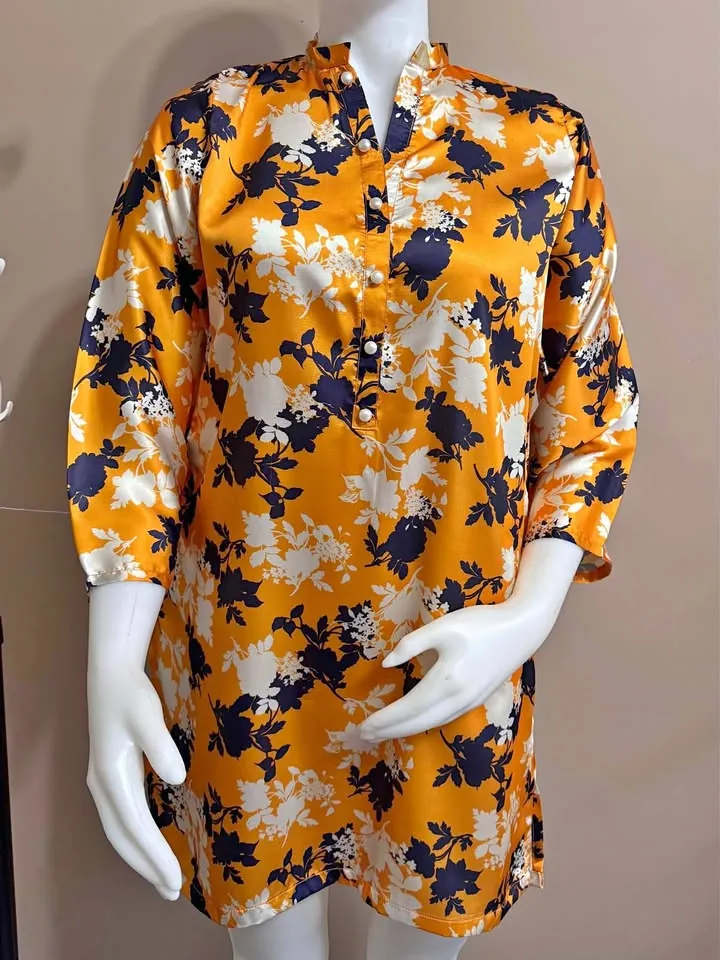 Yellow Silk Short Kurti / Kurta for Mehndi or Haldi, photo 1 of 4