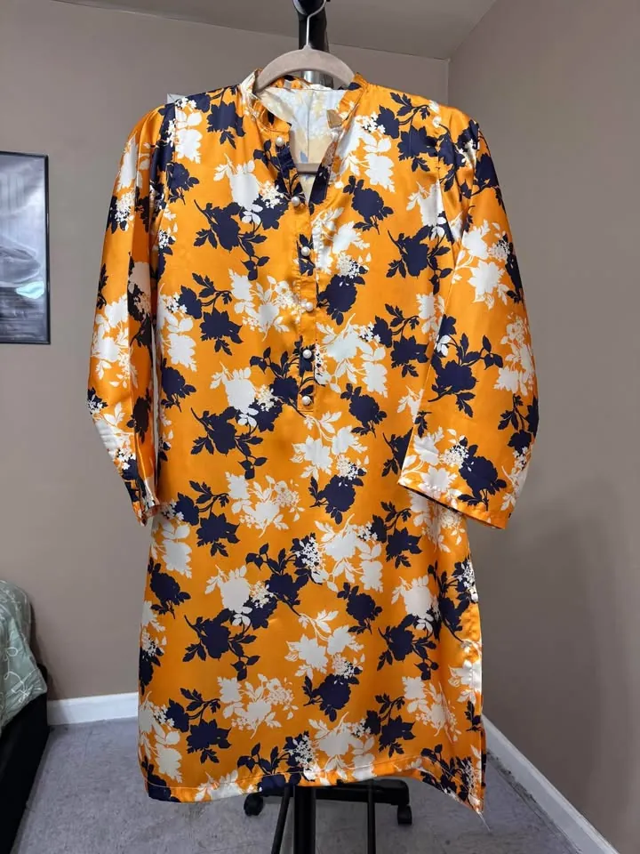 Yellow Silk Short Kurti / Kurta for Mehndi or Haldi, photo 2 of 4