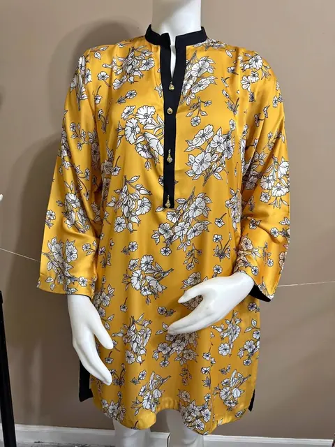 Yellow Silk Short Kurti / Kurta for Mehndi or Haldi