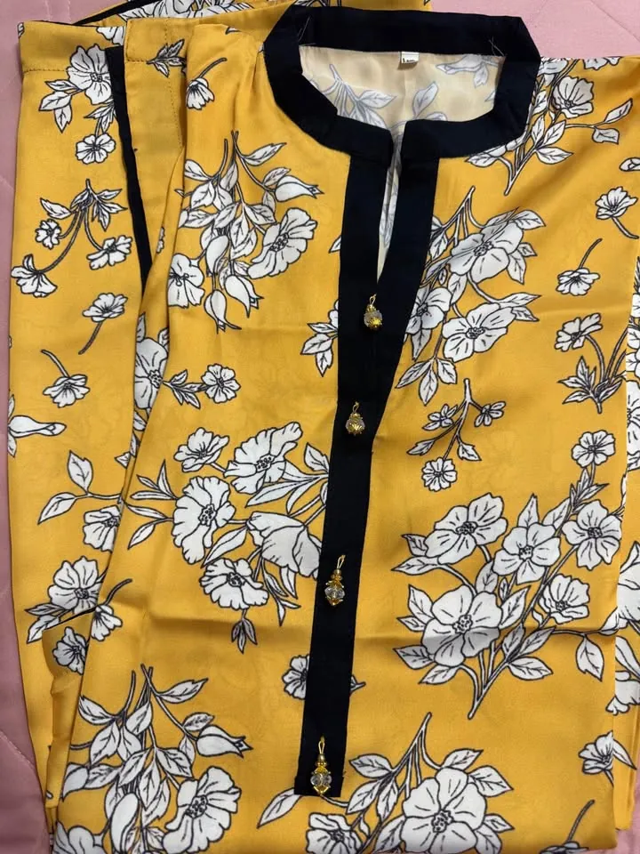 Yellow Silk Short Kurti / Kurta for Mehndi or Haldi, photo 2 of 3