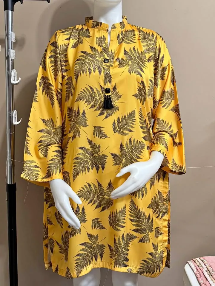 Yellow Silk Stitched Kurta, photo 1 of 3
