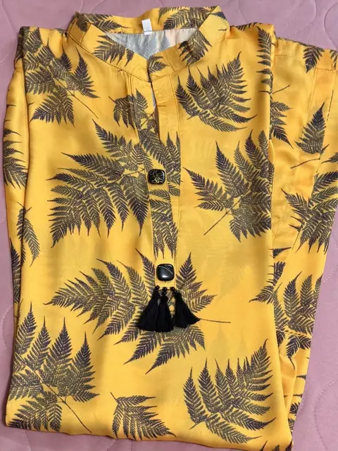 Yellow Silk Stitched Kurta, photo 3