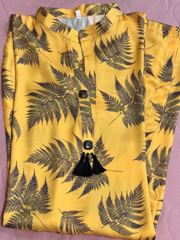 Yellow Silk Stitched Kurta, photo 3 of 3