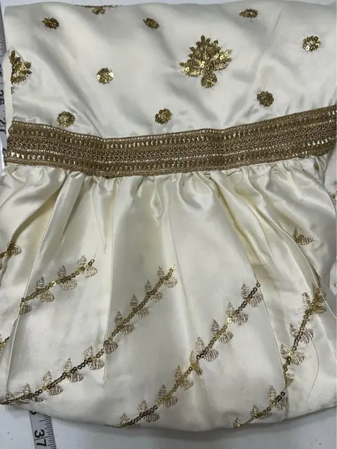 Off-White Silk Gharara Pants with Golden Sequin Work, photo 6