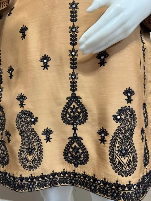 Beige Viscose Embroidered Kurti / Top, photo 6