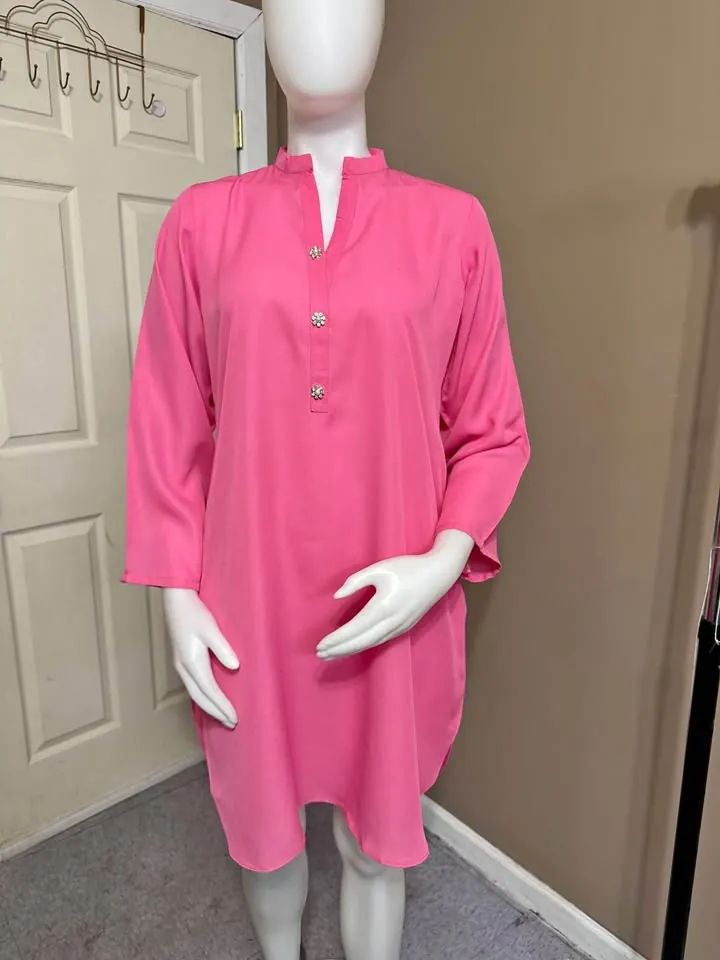 Pink Georgette Stitched Kurti / Kurta, photo 1 of 2