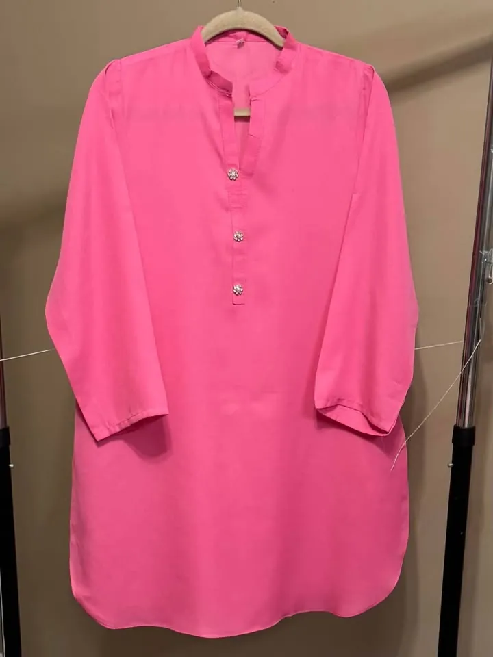 Pink Georgette Stitched Kurti / Kurta, photo 2 of 2