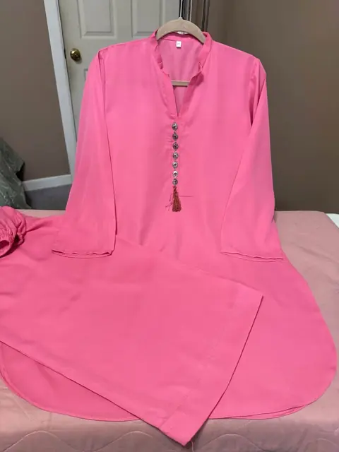 Pink Georgette Stitched Co-ord Set / 2-Piece Palazzo Suit, photo 3