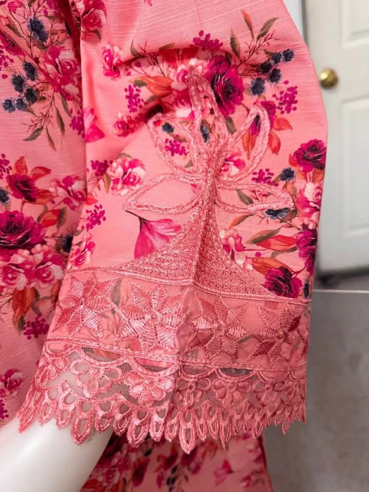 Pink Floral Branded Khaddar Suit with Shawl, photo 4 of 6