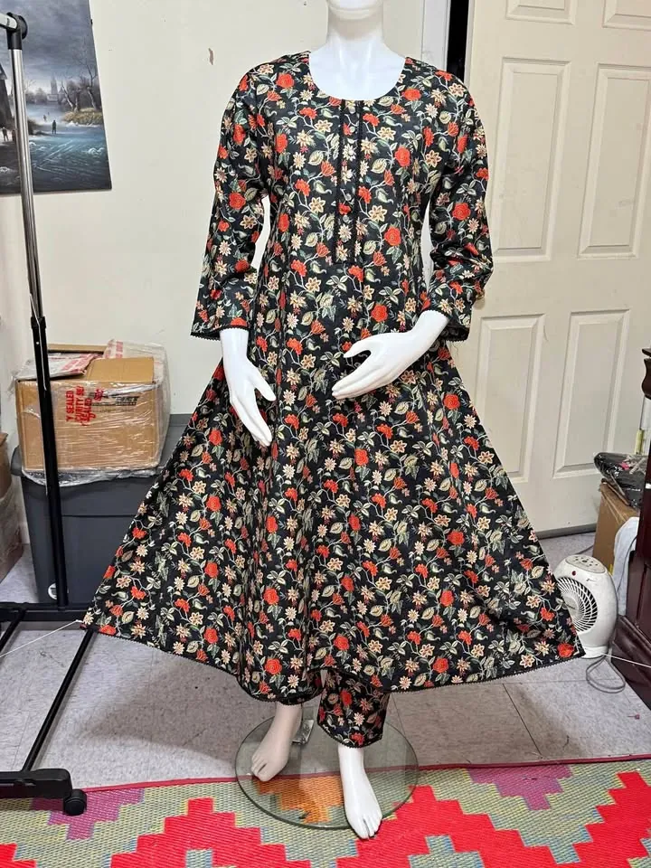 Bin Saeed Stitched Khaddar 2-Piece Pakistani Maxi Dress, photo 1 of 4