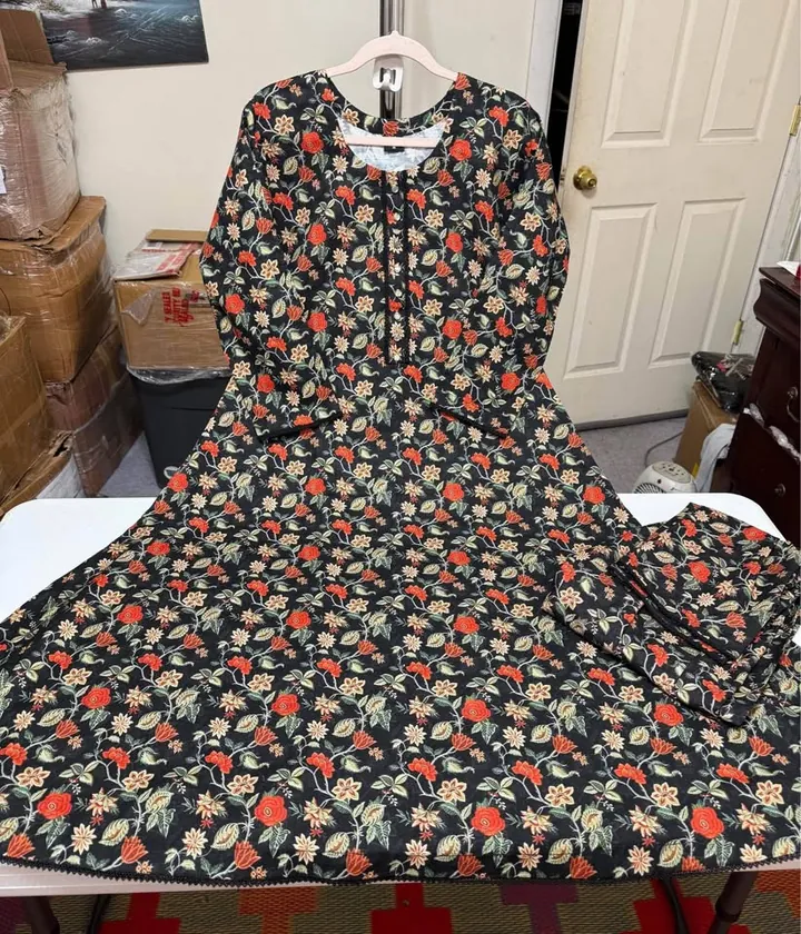 Bin Saeed Stitched Khaddar 2-Piece Pakistani Maxi Dress, photo 2 of 4