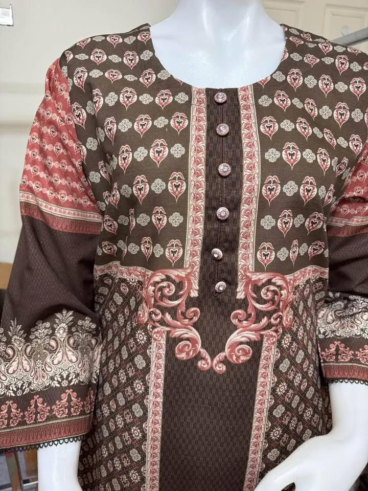 Brown Branded Khaddar Dress, photo 3 of 4