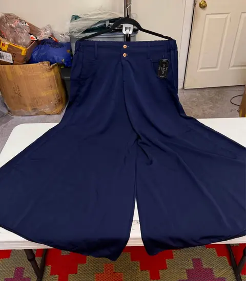 Blue Stylish Palazzo Pants with 2 Pockets, photo 4